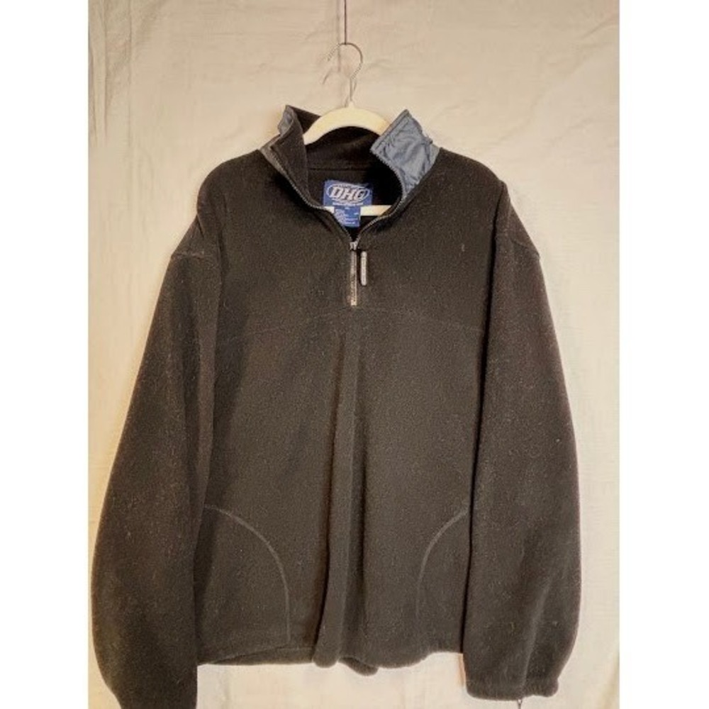 DHG Dutch Harbor Gear Mens 2XL Black Fleece Quarter Zip Pullover Reflective